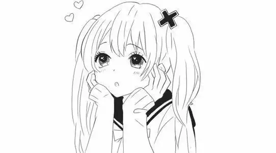 手绘二次元少女简笔画侧脸