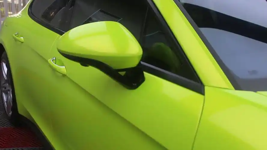 保时捷panamera汽车改色膜珊瑚荧光黄-车艺美