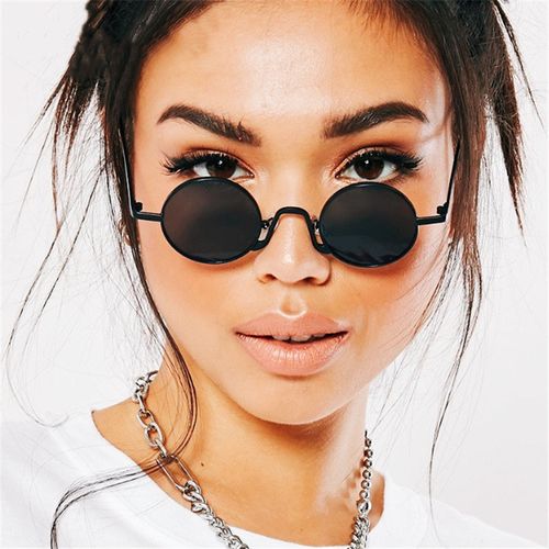 欧美新款复古眼镜小圆框太子镜蹦迪嘻哈墨镜韩版个性朋克风太阳镜