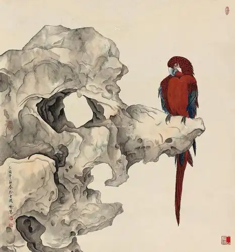 0426 2005年 鹦鹉 立轴 设色纸本