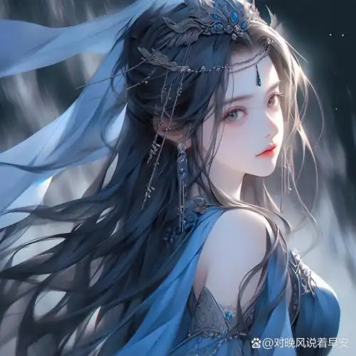 蓝色系古风女生头像,绝美!