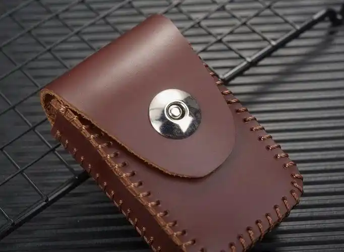 手工制作头层牛皮折叠眼镜盒真皮套便携式折叠眼镜包穿皮带折叠眼镜盒