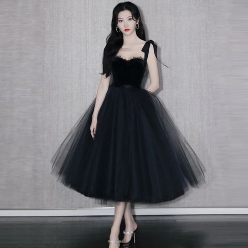 景甜明星同款名媛宴会生日派对晚礼服法式蓬蓬网纱公主吊带连衣裙