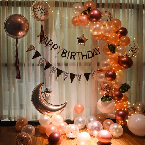 宝宝女童生日气球背景墙派对装饰场景气球