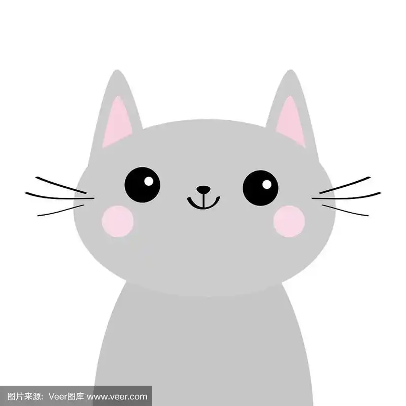 灰猫脸轮廓可爱的卡通猫咪