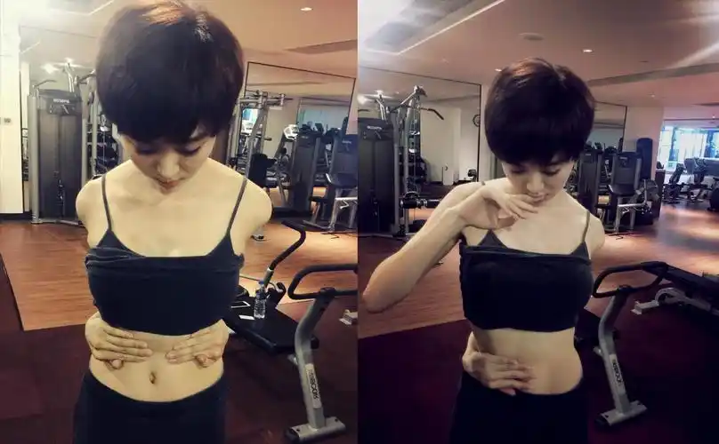 身穿泳装的姜妍尽显3d魔鬼身材瑜伽健身照更加惹火