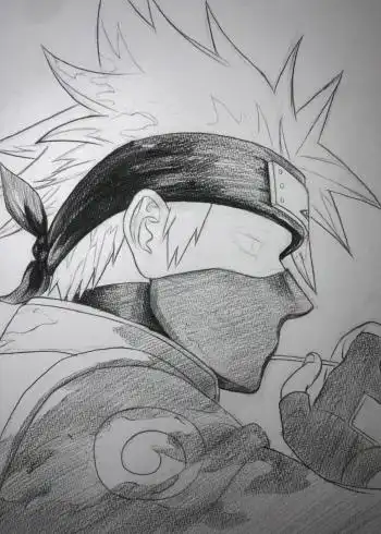 手绘火影忍者动漫人物卡卡西过程图