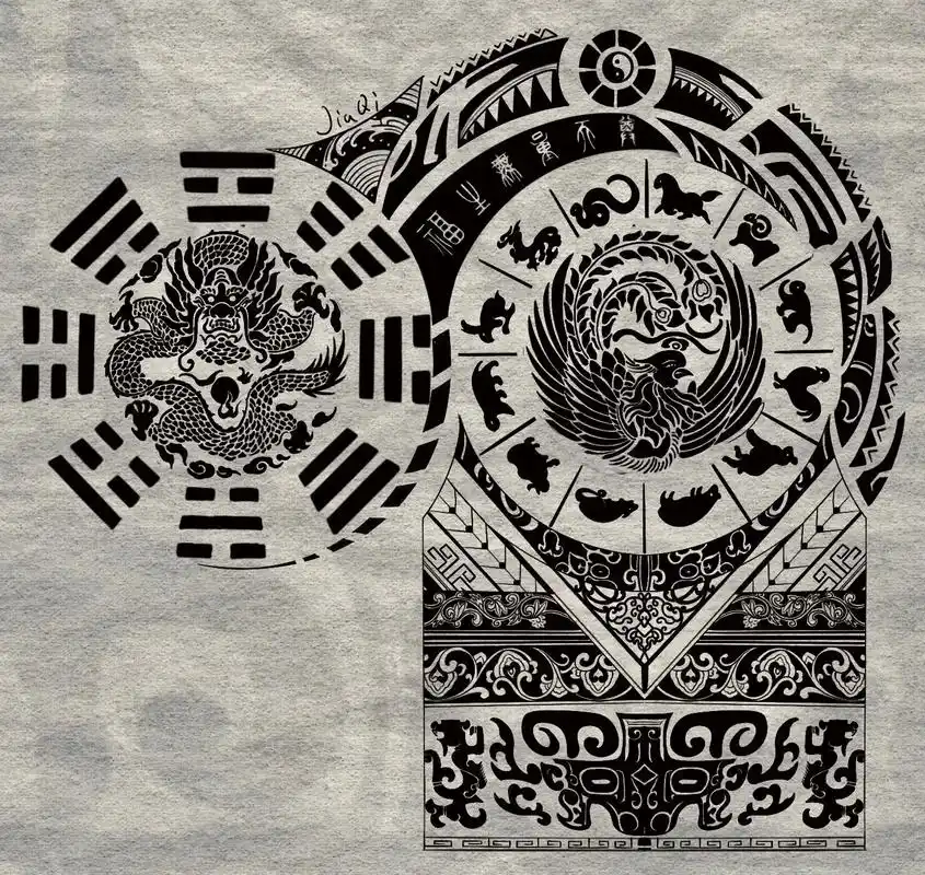 中国图腾丨传统图腾半甲手稿.