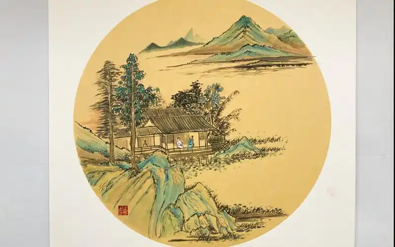 【中国山水画】画一幅元代小青绿山水(超简单)