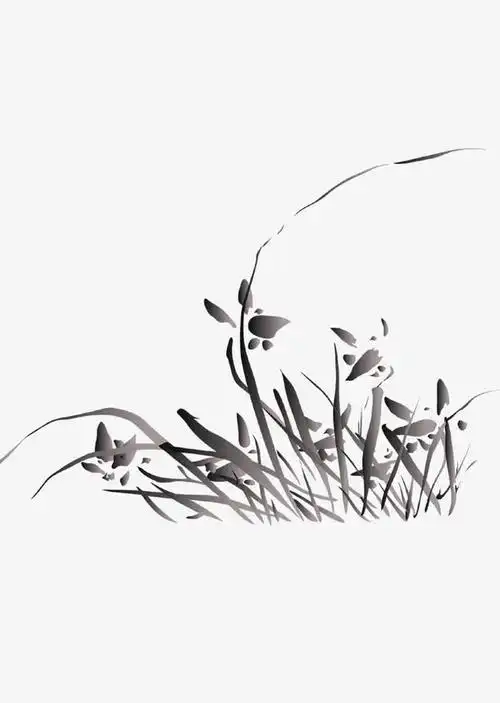 中国风手绘水墨花草图