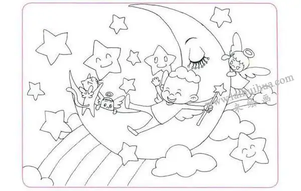 童年的梦想儿童线描画法步骤