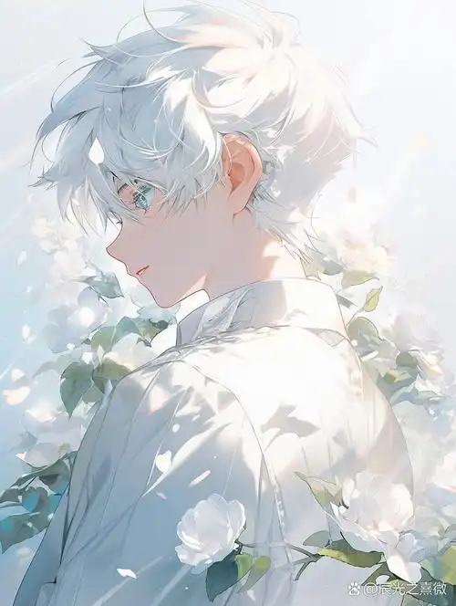 【白发男生动漫头像】花的温柔,抵御一切