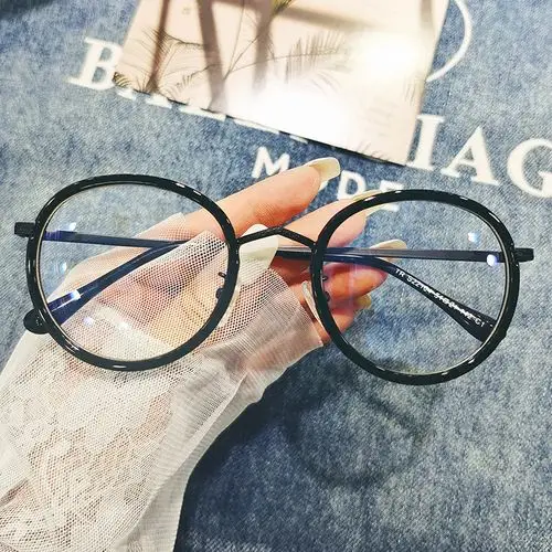复古黑框韩版眼镜框女潮显瘦素颜眼睛防辐射大圆框近视镜可配度数