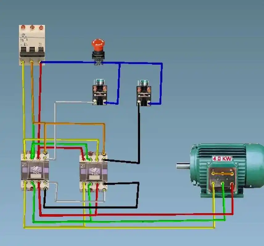 电机正反转实物接线原理图