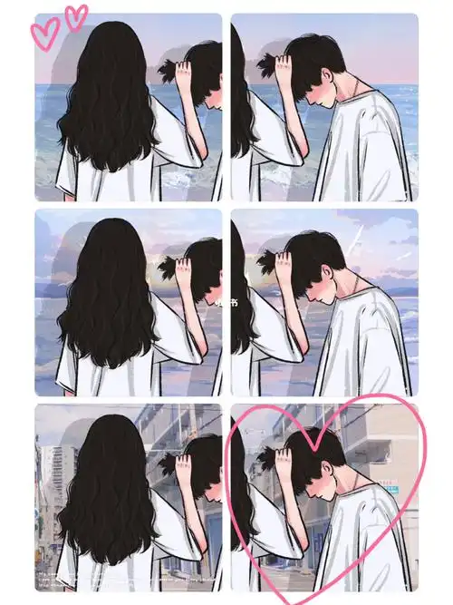 揪头发情头～～#情侣头像  #手绘情头