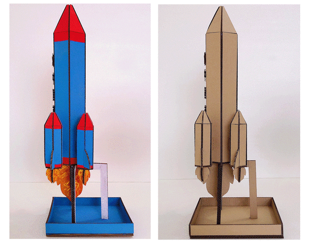 国庆节手工火箭 纸箱纸板diy航空航天火箭模型制作材料变废为宝作业