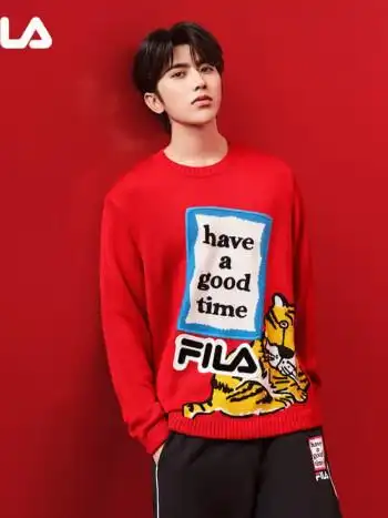 蔡徐坤同款filaxhaveagoodtime斐乐2022春季虎年毛衣传奇红rd190108a