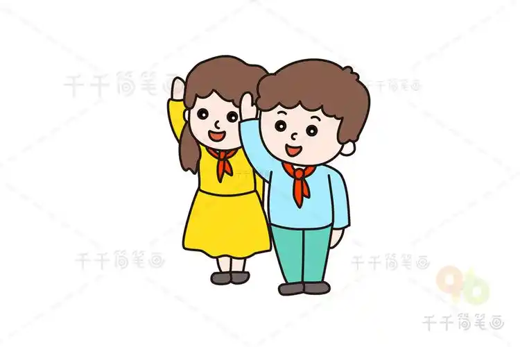 敬礼的小朋友简笔画