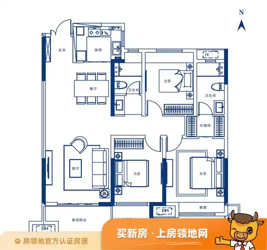 建业天玺户型图4室2厅2卫