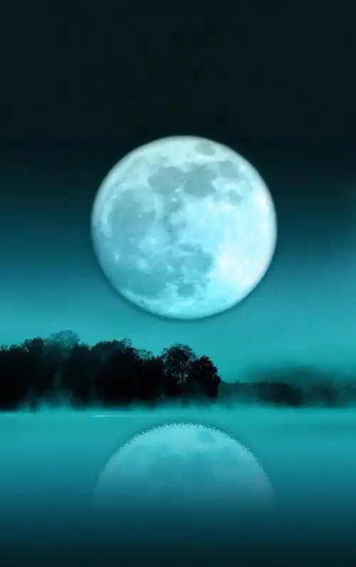 清新水彩画手绘自然风景夜景月光明月唯美壁纸插画