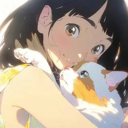 少女与猫动漫头像超治愈