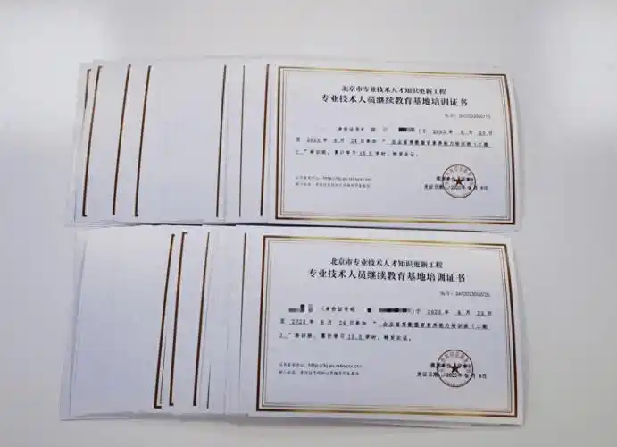 "企业首席数据官素养能力培训班(二期)"专业技术人员继续教育培训证书