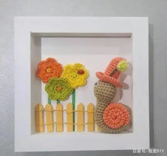 毛线花朵装饰画,钩编手艺人这样玩,非常有才华和创意!附教程