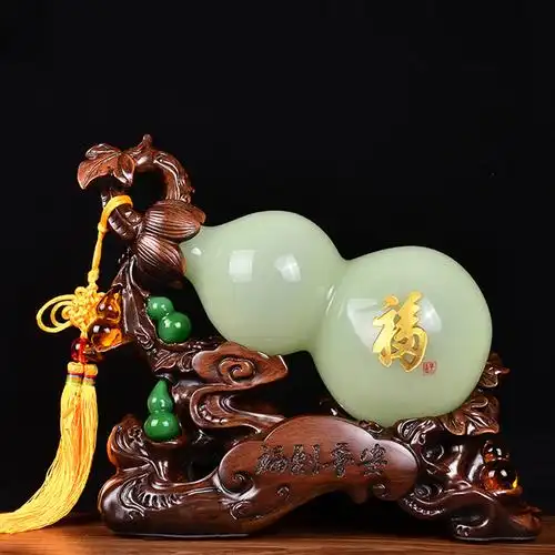 客厅琉璃青玉葫芦摆件福到平安风水招财开业摆件