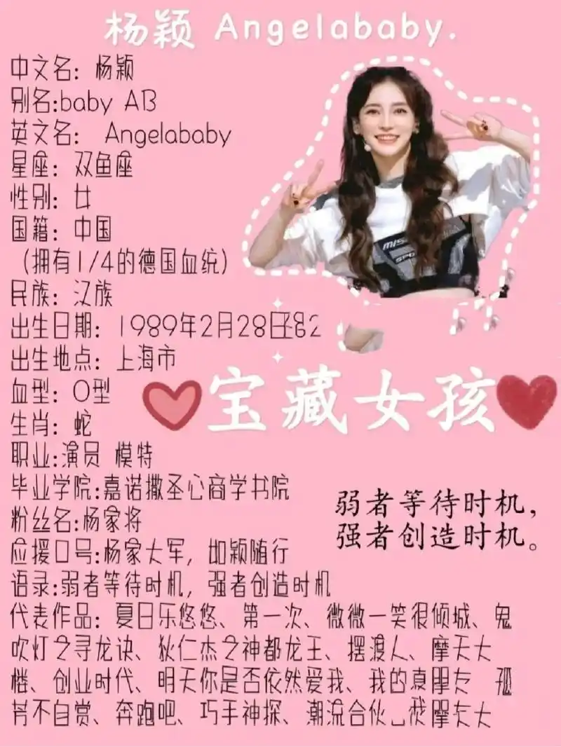 杨颖个人资料(杨家将们 请签收 哦)