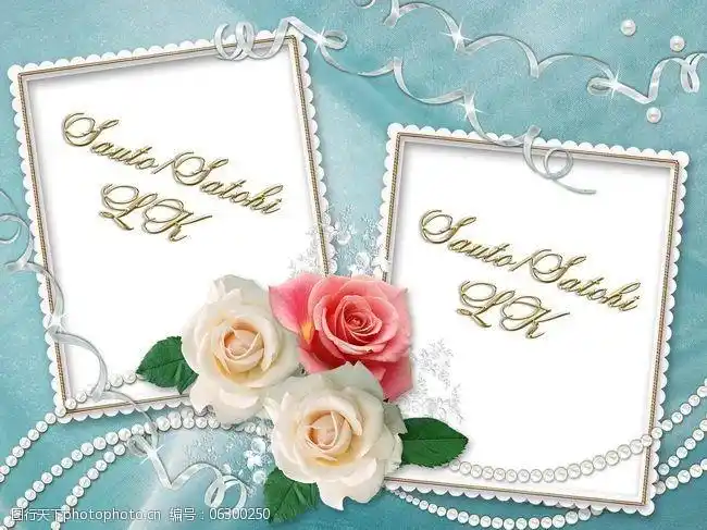 边框 结婚 玫瑰花 情缘 相框 照片 psd源文件 婚纱儿童写真相册模板