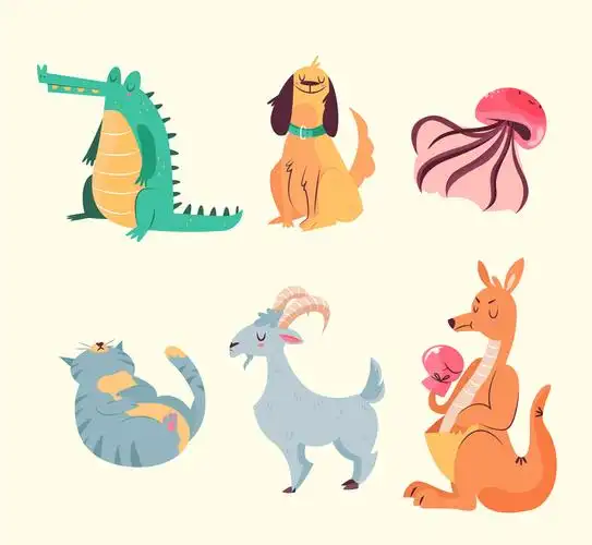 6款彩色动物设计矢量素材