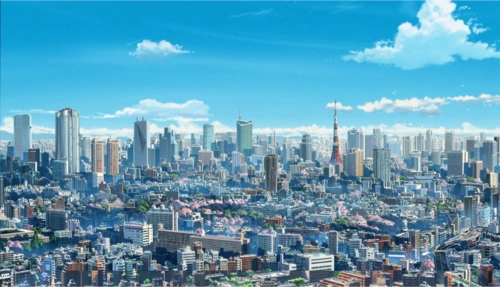 动漫城市风景动态桌面壁纸