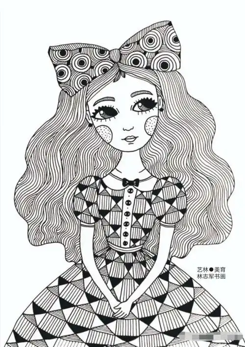 少儿美术:人物类黑白线描素材,看一眼就让你喜欢上画画 - 美篇