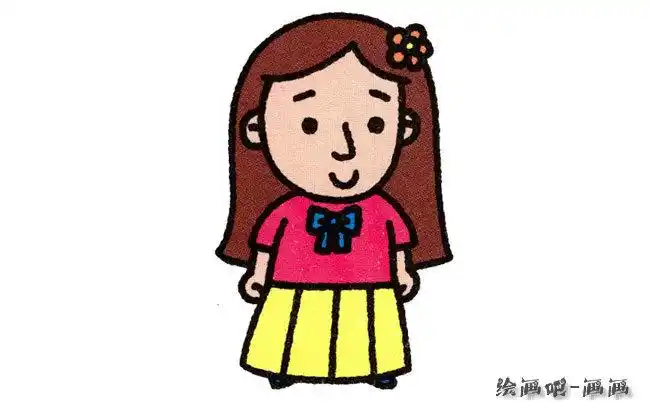 姐姐人物简笔画步骤图片大全_学画画_绘画吧