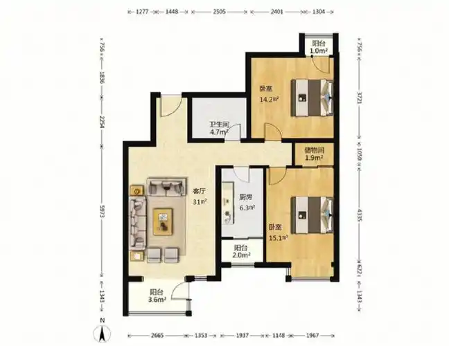 流星花园捡漏两居最好户型投资刚需首选