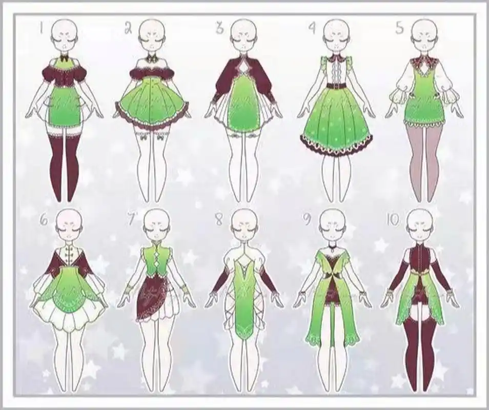 【绘画素材】动漫少女美裙绘画素材参考 不会画裙子的小可爱赶快来