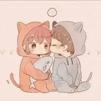 微信头像动漫双人一对的呆萌可爱的【点击鼠标右键下载】