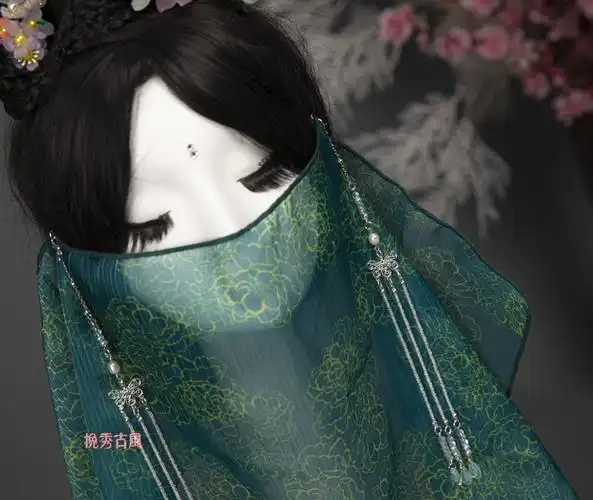 挽秀古风面帘面纱挂耳流苏新娘头饰万搭汉遮脸发饰