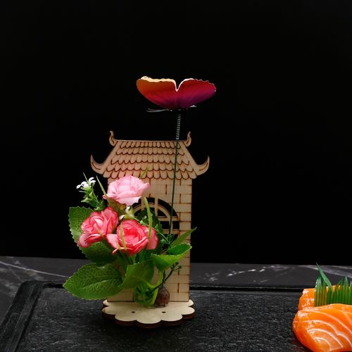 酒店意境菜品摆盘装饰花草创意盘饰摆件刺身寿司套件