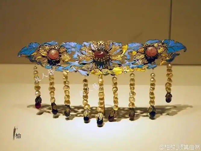 仿古古董文物复原原款故宫珍宝馆首饰点翠珍珠发饰
