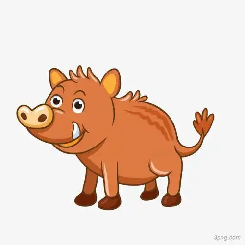 矢量卡通扁平野猪动物图png素材透明免抠图片-动植人物-三元素3png.co
