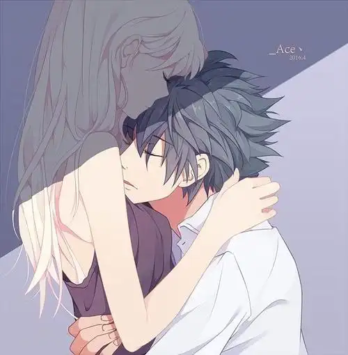 优美二次元情侣爱情插画图片