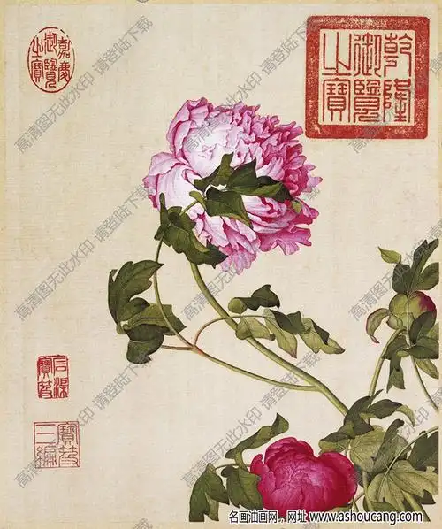 郎世宁牡丹图国画高清大图下载