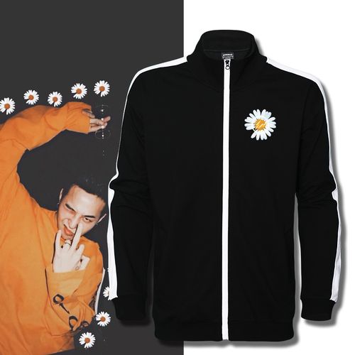 权志龙gd小雏菊应援开衫藤原浩联名潮情侣装拼接立领外套休闲卫衣