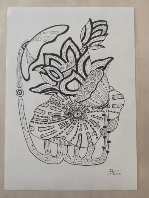 教个黑白稿装饰画