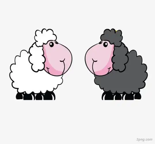 两只对视的羊png素材透明免抠图片卡通手绘