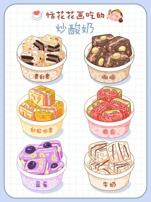 原创美食插画78小吃系炒酸奶简笔画③78