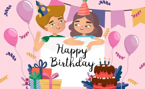 创意过生日的男女矢量素材