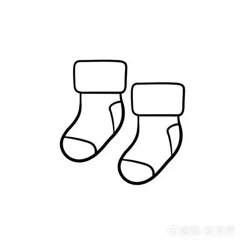 插画 一双袜子为新生儿手绘轮廓涂鸦图标.eps
