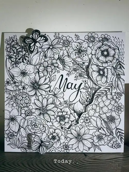 治愈黑白针管笔立体画五月hellomay